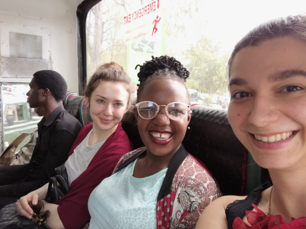 Alice, Njeri and Rena on a Matatu ride through Nairobi