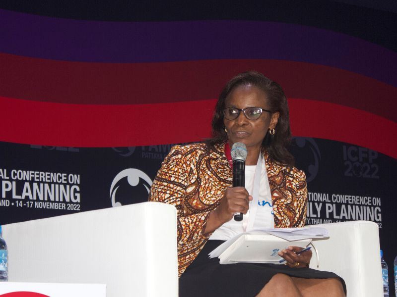 Kenya Country Director, Evelyn Samba at the Bayer lunch symposium at the ICFP in Thailand